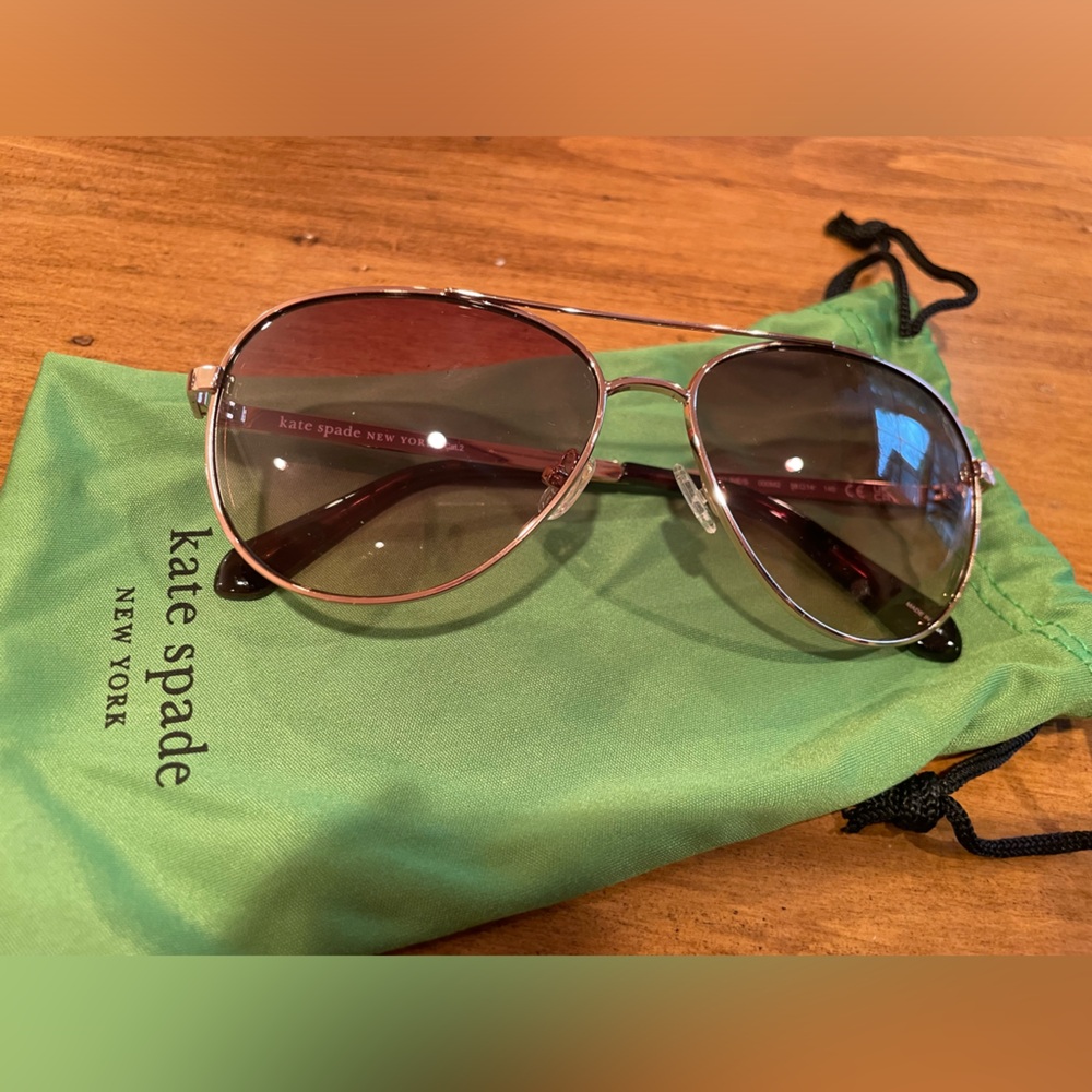 Kate Spade aviator sunglasses in rose gold color
